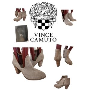 VINCE CAMUTO FERNLEE TAUPE PERFORATED SUEDE ANKLE BOOTS SIZE 12